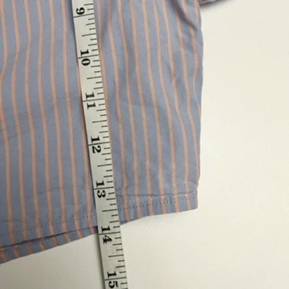 Reformation Willow Pajama Set Cropped Top Boxer Shorts Striped Blue Peach Size L - Picture 9 of 16